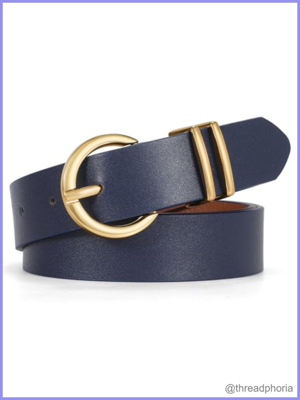 Women's Faux Leather Belt Gold O-Ring Buckle Adjustable Jeans Dress
